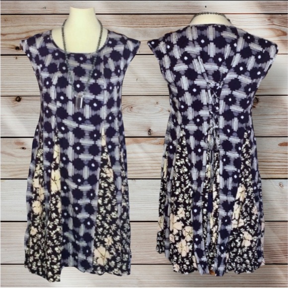 MaEVe Floral Panel Indigia Swing Midi Dress Anthropologie Small VGUC - Picture 4 of 16